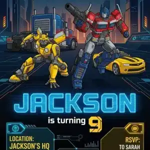 Rescue Bots & Transformers Birthday Invitation | Optimus Prime & Bumblebee Theme
