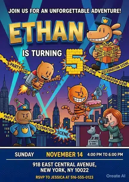 Dog Man Birthday Invitation | Editable Kids Party Template