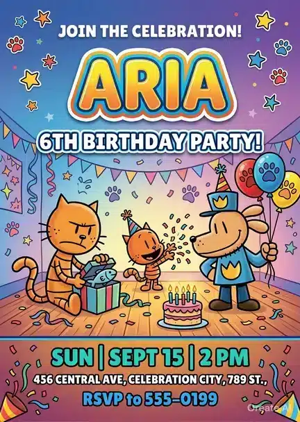 Dog Man Birthday Invitation | Editable Kids Party Template