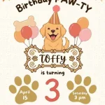 Adorable Puppy Birthday Invitation - Cute Dog Theme Party Invite