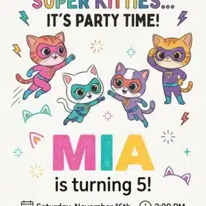 SuperKitties Birthday Invitation Template