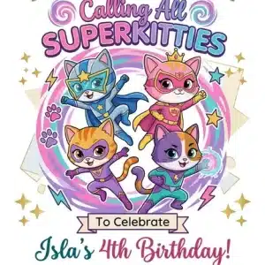 SuperKitties Birthday Party Invitation Template