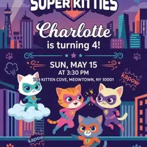 SuperKitties Birthday Invitation Template