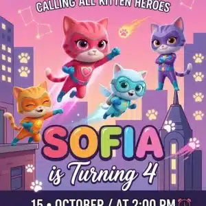 SuperKitties Birthday Invitation Template - Cute Kitten Party Invite