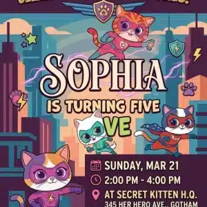 SuperKitties Birthday Invitation Template | Cute Kitten Party