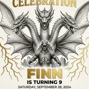 Godzilla Monster Birthday Invitation | Golden Kaiju Theme
