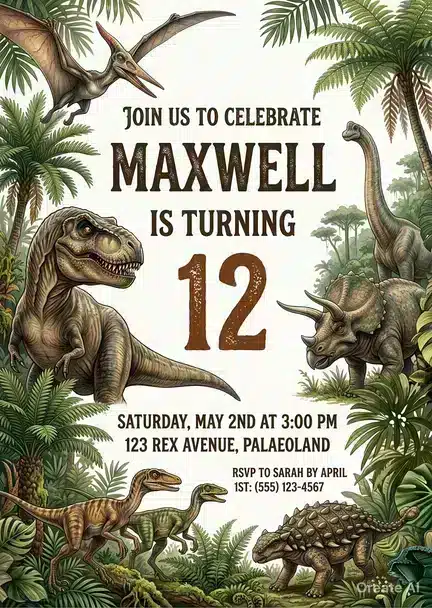 Roar! Editable Dinosaur Birthday Invitation Template