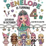 Pink Doll Birthday Invitation | Cute Little Doll Party Template