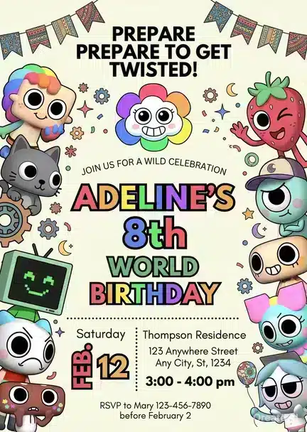 Dandy's World Birthday Invitation | Colorful Kids Game Theme
