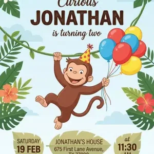 Curious George Birthday Invitation Template