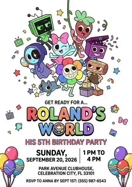 Dandy's World Birthday Invitation | Editable Kids Party Template