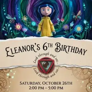 Coraline Button Invitation Template - You Can Stay Here Forever