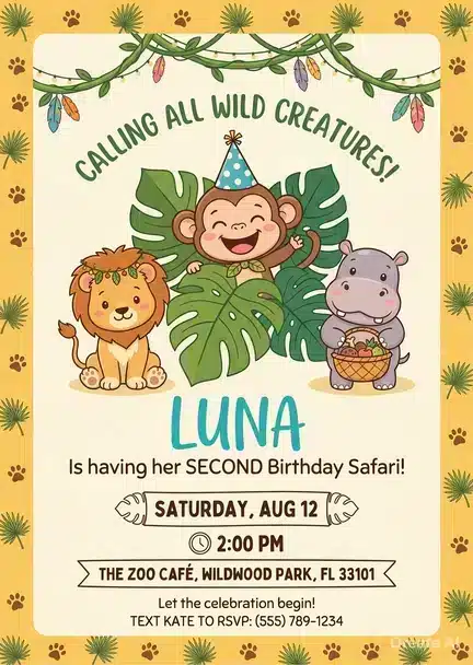 Curious George Birthday Invitation Template - Classic Monkey Theme