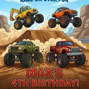 Monster Truck Birthday Invitation | Boom Bash Party Invite