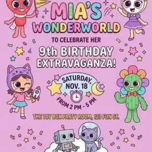 Dandy's World Birthday Invitation Template for Girls