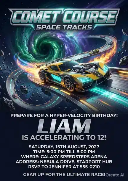 Race Car Birthday Invitation Template for Boys