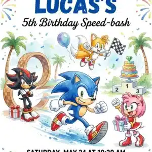 Sonic the Hedgehog Birthday Invitation Template