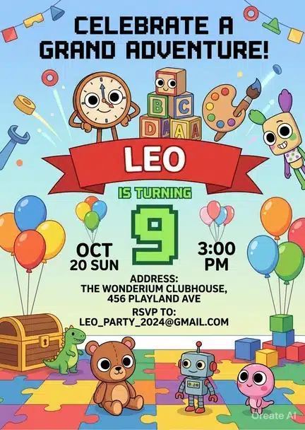 Dandy's World Birthday Invitation | Twisted Toon Party Template