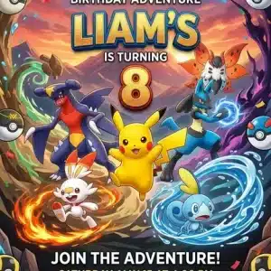 Pokemon Card Birthday Invitation | Editable Digital Template