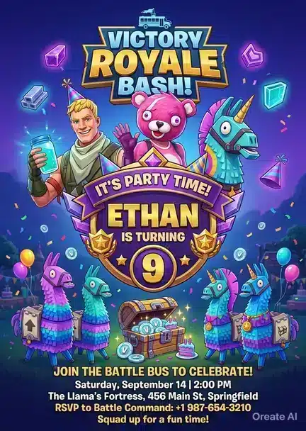 Retro Fort Game Birthday Invitation | Gamer Party Template