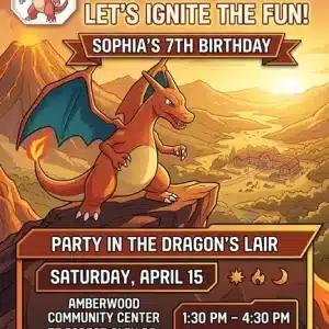 Charizard VMAX Pokemon Birthday Invitation Template