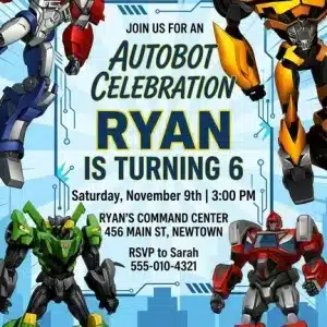 Rescue Bots Transformers Birthday Invitation Template