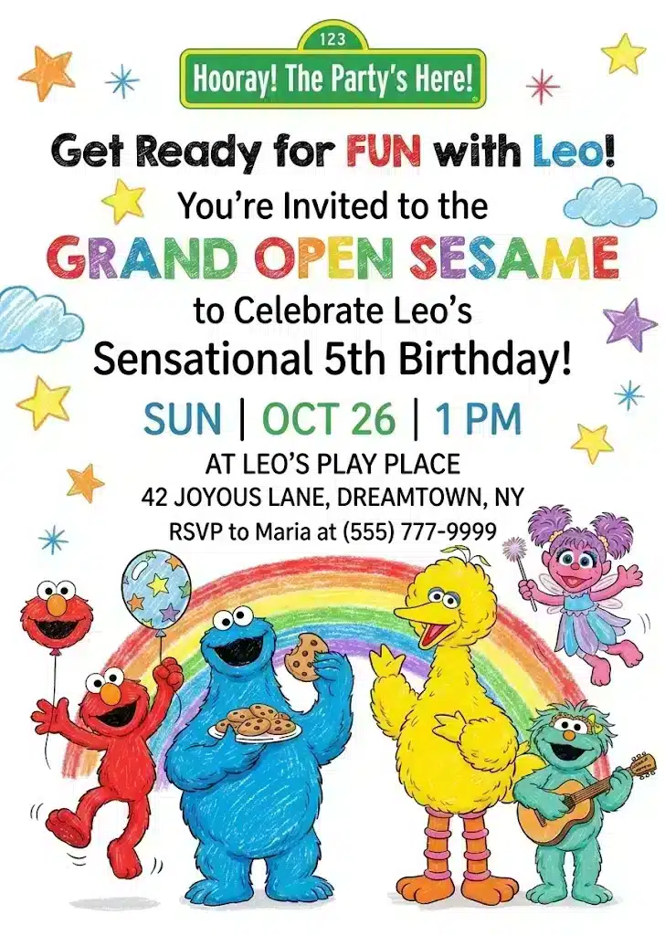 Elmo's World Sesame Street Birthday Invitation