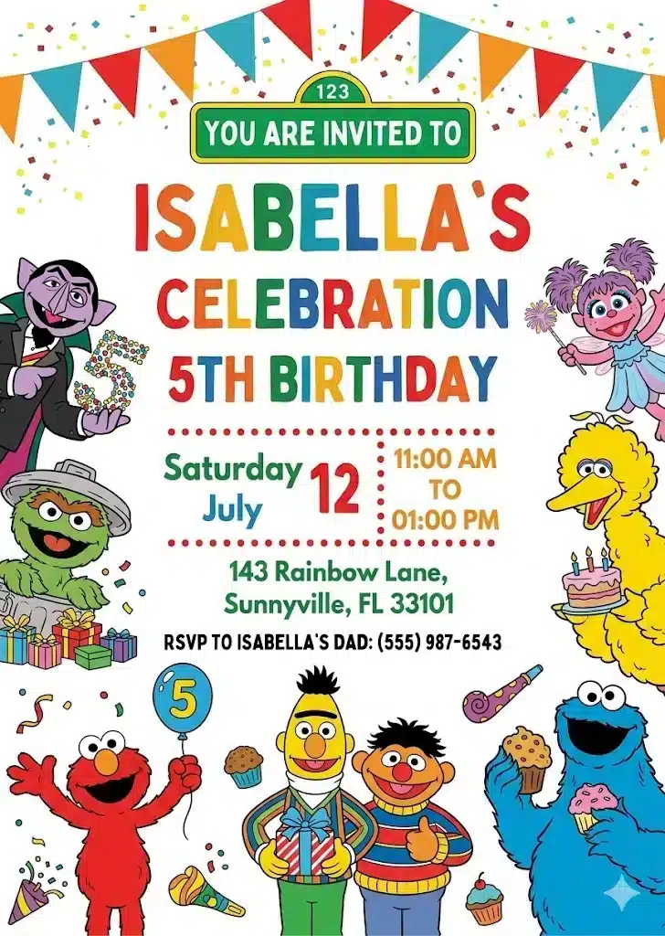 Colorful Kids Birthday Party Invitation Template