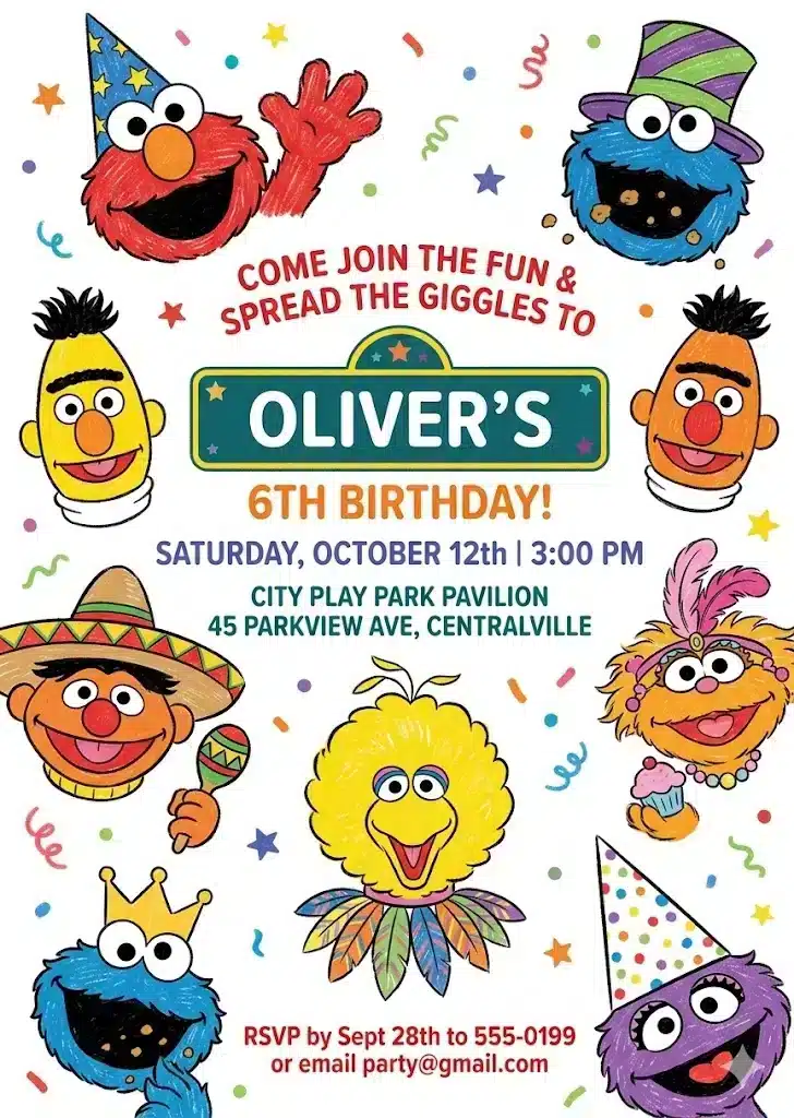 Elmo's World Birthday Invitation | Editable Sesame Street Theme