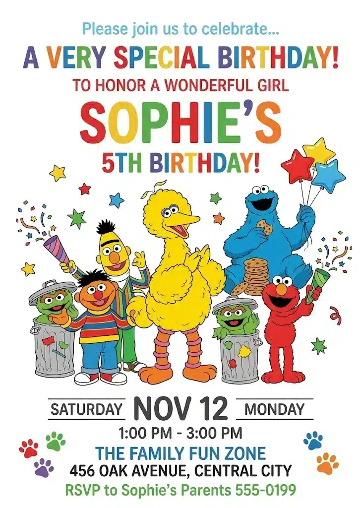 Elmo Sesame Street Birthday Invitation Template