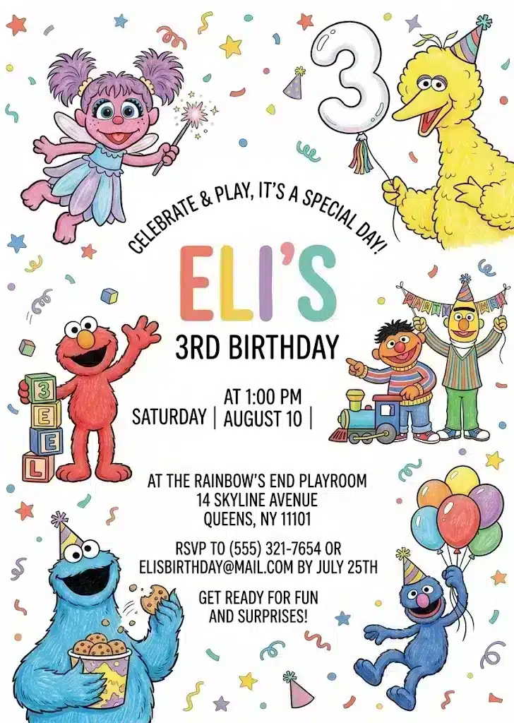 Elmo's World Birthday Invitation | Sesame Street Theme Party Invite