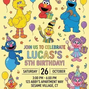Elmo Sesame Street Birthday Invitation | Editable Kids Party Invite