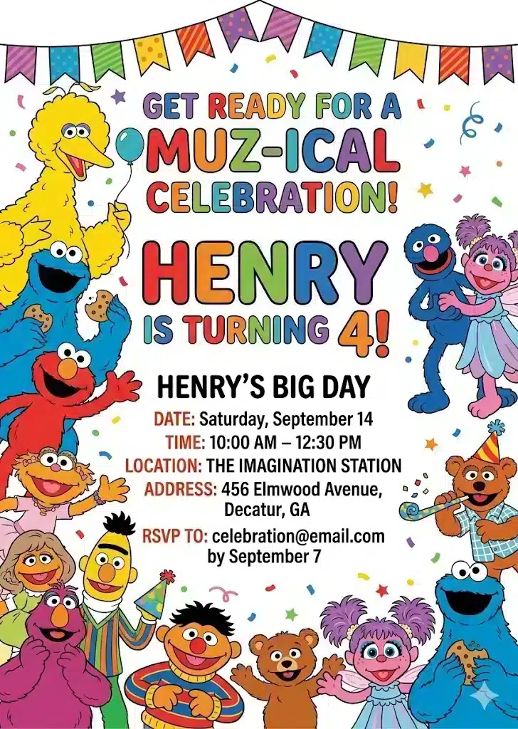 Elmo Sesame Street Birthday Invitation - Editable Digital Template