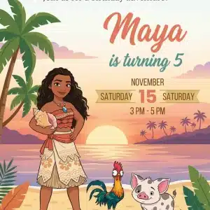Moana Birthday Invitation | Tropical Hawaiian Island Party Template