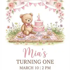 Our Little Sweetheart 1st Birthday Invitation | Pink Valentine Theme
