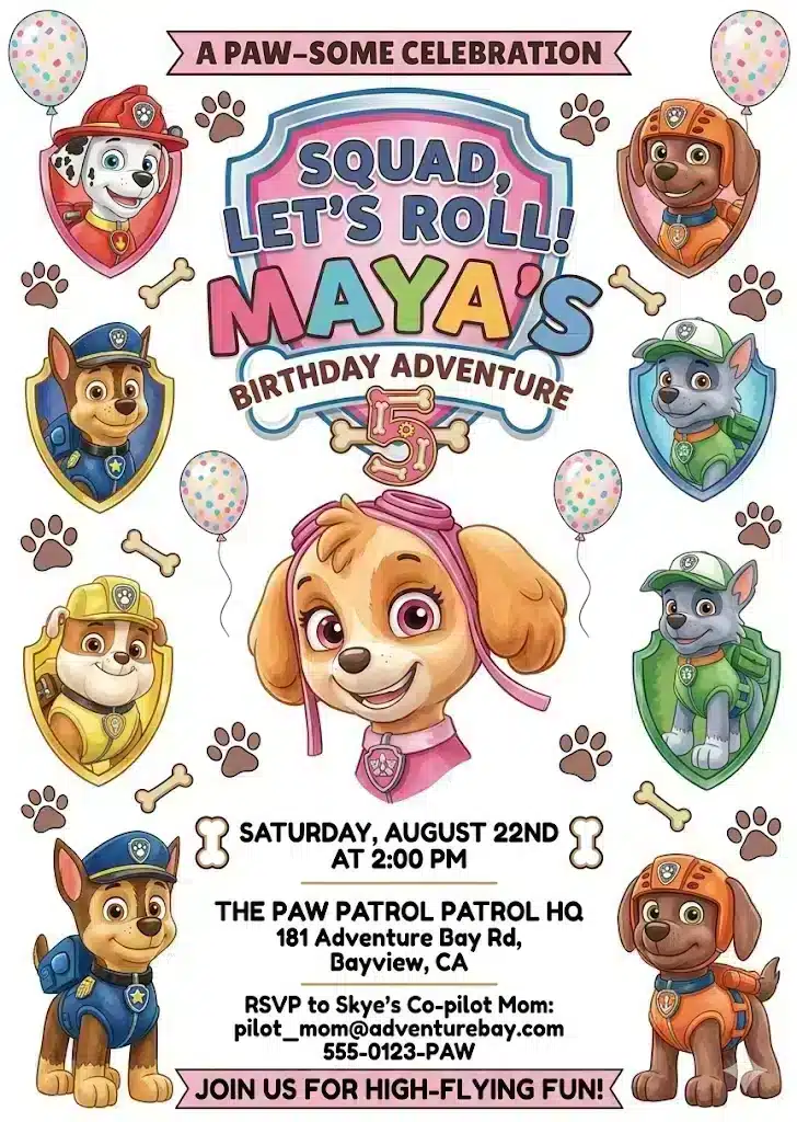 Paw Patrol Puppy Party Invitation Template