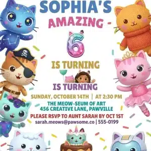 Gabby's Dollhouse Birthday Invitation | Editable Canva Template
