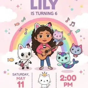 Gabby's Dollhouse Birthday Invitation Template