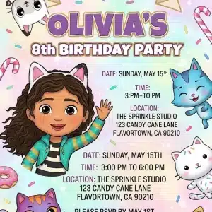 Gabby's Dollhouse Birthday Invitation - Editable Template