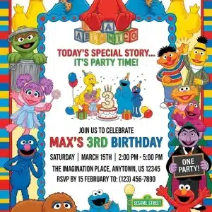 Elmo Sesame Street Birthday Invitation Template