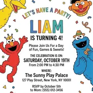Elmo's World Birthday Invitation - Sesame Street Party Invite