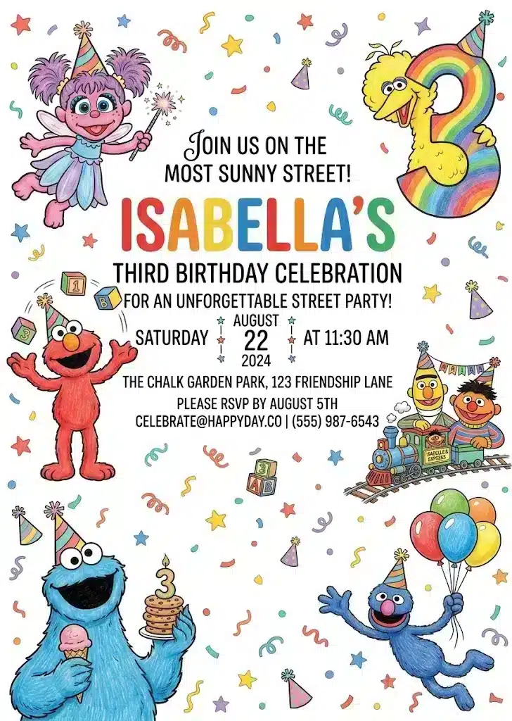 Elmo Sesame Street Birthday Invitation Template