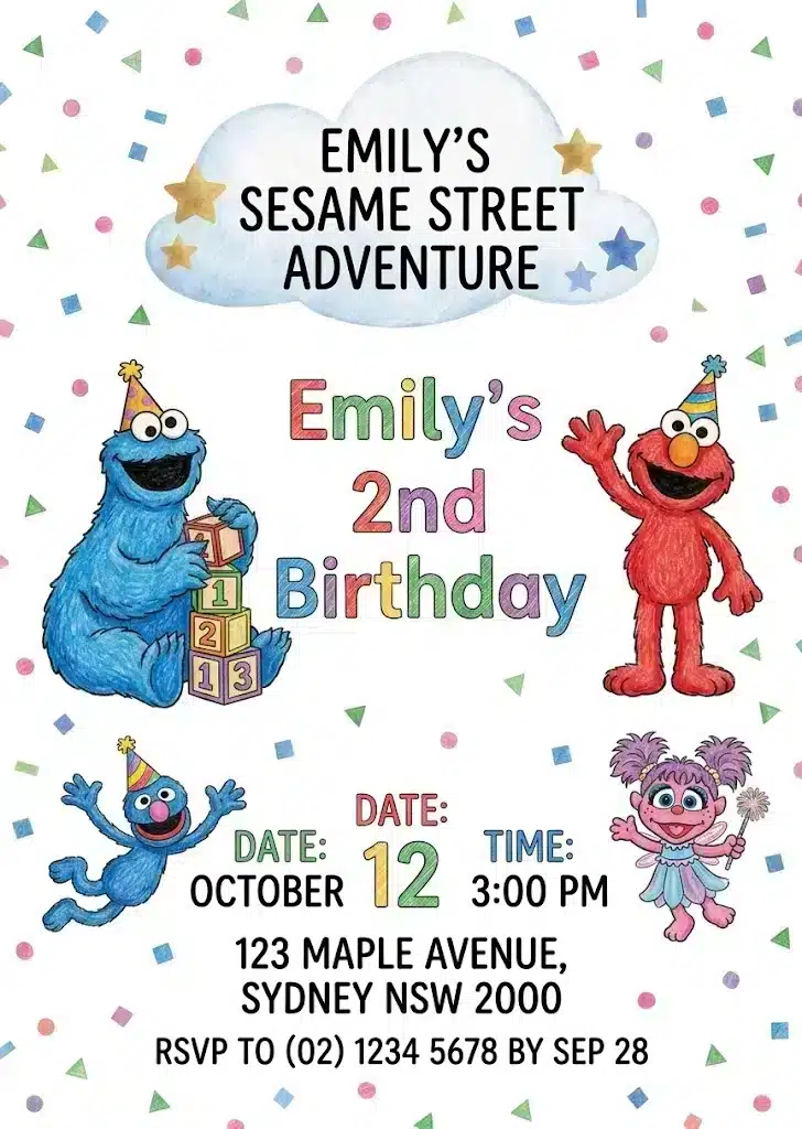 Whimsical Kids Birthday Party Invitation Template