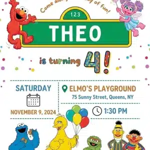 Street Monsters Birthday Invitation - Elmo Theme Template