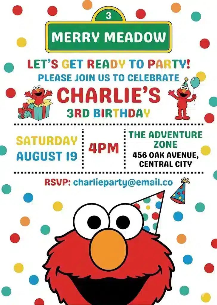 Elmo Birthday Invitation Template | Editable Kids Party Invite