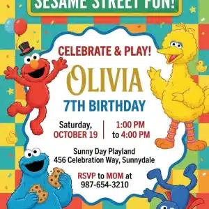 Abby Cadabby Sesame Street Birthday Invitation Template