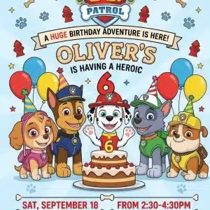 Puppy Patrol Paw-ty Birthday Invitation Template