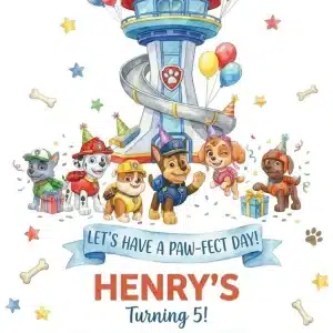 Puppy Paw-ty Birthday Invitation - Editable Dog Theme Invite