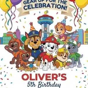 Puppy Patrol Pup Crew Birthday Invitation Template
