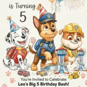 Puppy Patrol Birthday Invitation - Cute Paw-ty Template